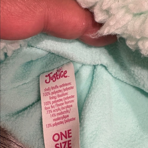 Justice Kids' Teal and Mint Fuzzy Pom-Pom Hat - Picture 2 of 3